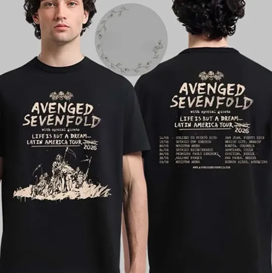 Discover Avenged Sevenfold – Life Is But A Dream Tour 2026 Band T-Shirt