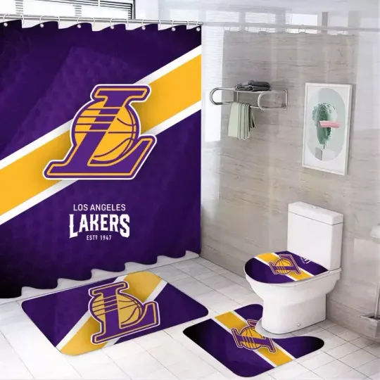 Discover Basketball Sport Lakerss Shower Curtain bathroom set