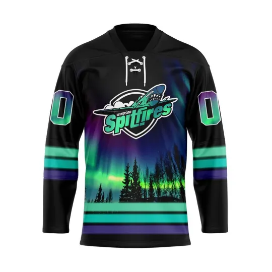 Discover Personalized Windsor Spitfires Special With Northern Lighs Lace Hockey Shirt