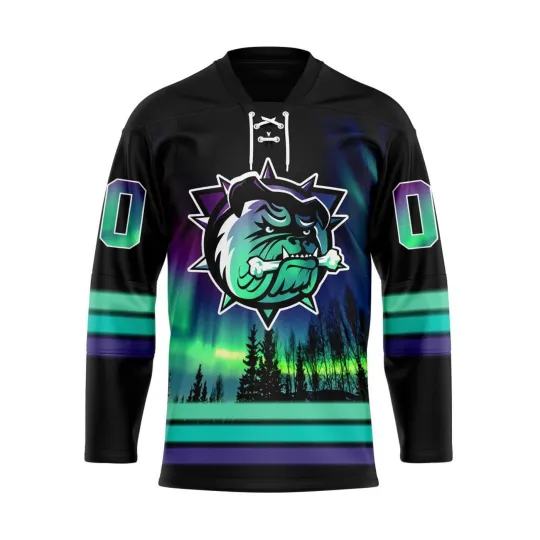 Discover Personalized Brantford Bulldogs Special With Northern Lighs Lace Hockey Shirt