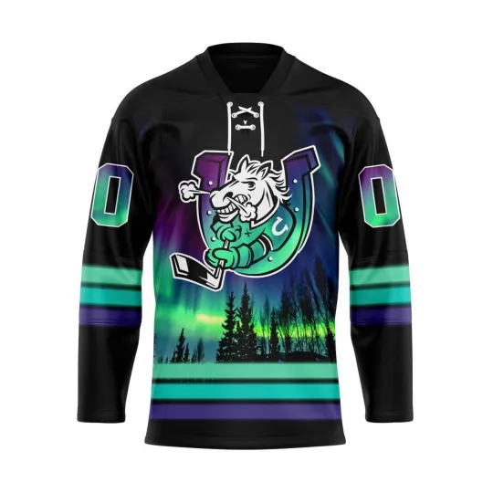 Personalized Barrie Colts Special Design With Northern Lighs Lace Hockey Shirt