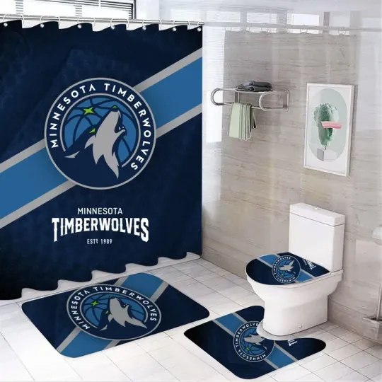 Discover Basketball Sport Timberwolves Shower Curtain Bathroom set