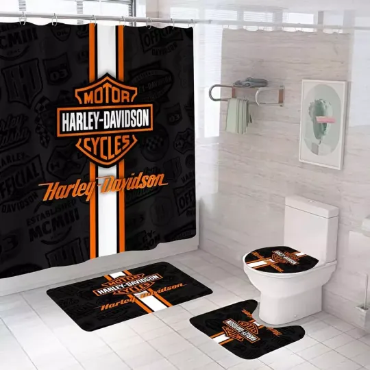 Discover Legendary Haarleyy Davidson Printed Premium Bathroom Sets or Shower Curtain.