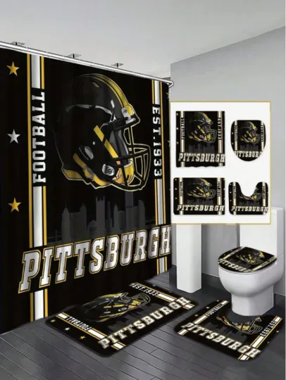Discover Pittsburgh 1933 Football Team Bathroom Shower Curtain Set