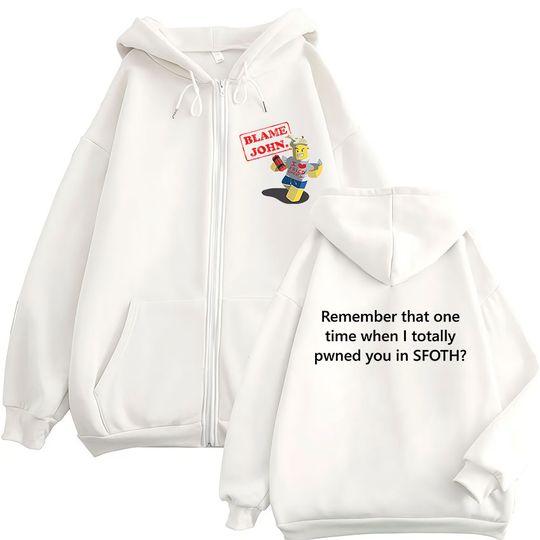 Discover Funny Blame John Meme Zipper Hoodie Shedletsky Forsaken Fashion Autumn/Winter Sweatshirt Men Women Casual Oversized Coats Hoody