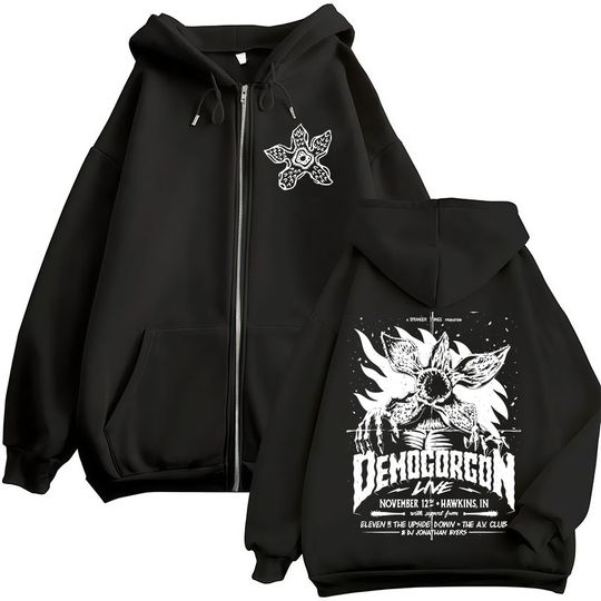Discover Ed munson The Demogorgon Cannibal Flower Zipper Hoodies Men's Women Clothing Fashion Zip Up Hooded Sweatshirts Casual Jacket