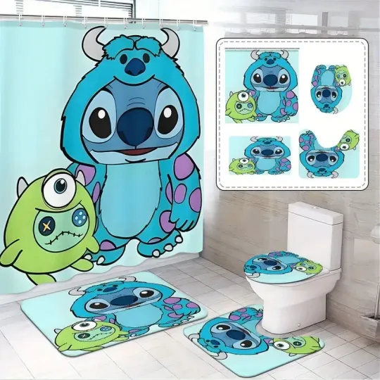 Discover Stitch Shower Curtain Set - Machine Washable, Bathroom Accessories