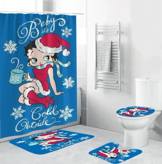 Betty boop christmas bathroom sets- shower curtain sets.