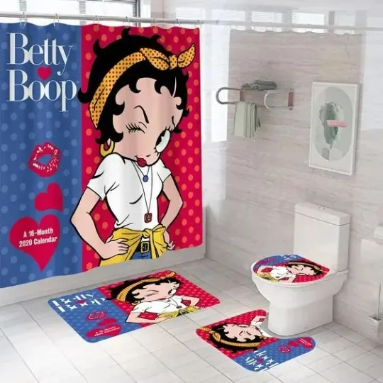 Discover Betty boop 3 shower curtain toilet seat cover rugs set