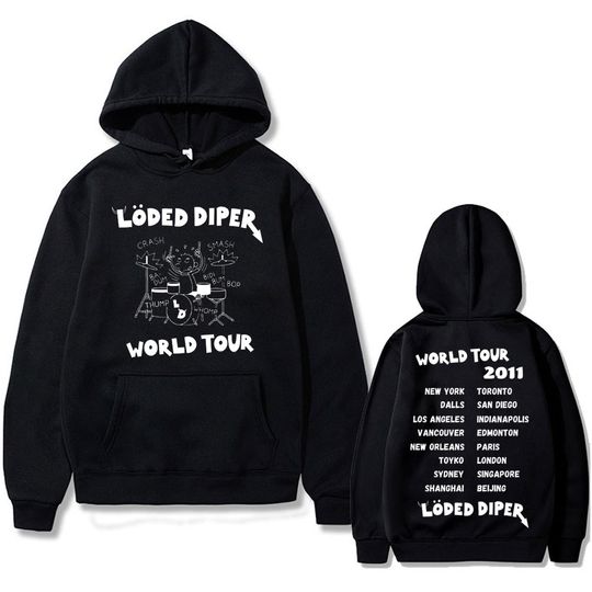 Discover Loded Diper World Tour Hoodie Diary of A Wimpy Kid Hoodies Men Women Hip Hop Oversized Hooded Sweatshirt Male Vintage Streetwear
