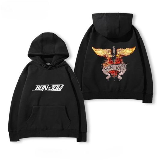 Discover Bon Jovi Band Hoodie Men's and Women's Sweatshirts Vintage Hip Hop Y2k Pullover Oversize Tops Brand Hoodies Men's Clothing