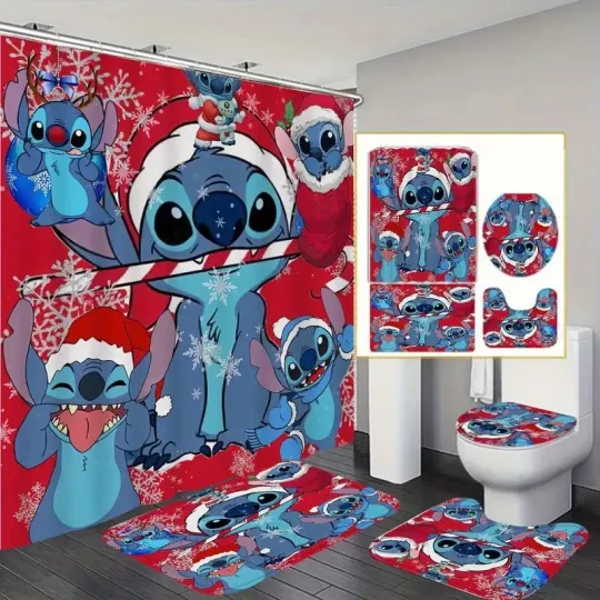 Discover Stitch Patterned Shower Curtain, Polyester, Great for Holiday Home Decor