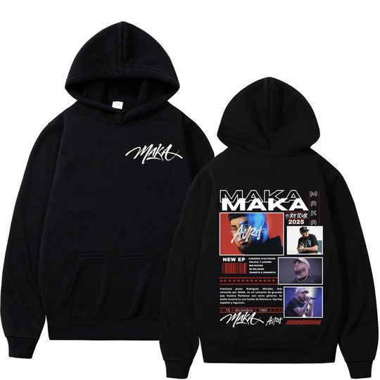 Discover Rapper Maka Aura 2025 Tour Merch Hoodies Men's Women Fashion Hip Hop Hooded Sweatshirts Fans Gift Oversized Pullovers Streetwear