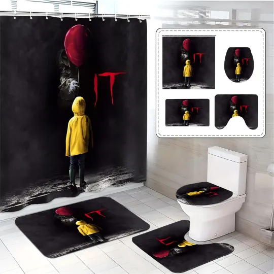 Discover Horror Characters Bathroom Decor Set – Chucky Freddy Myers Shower Curtain & Mats
