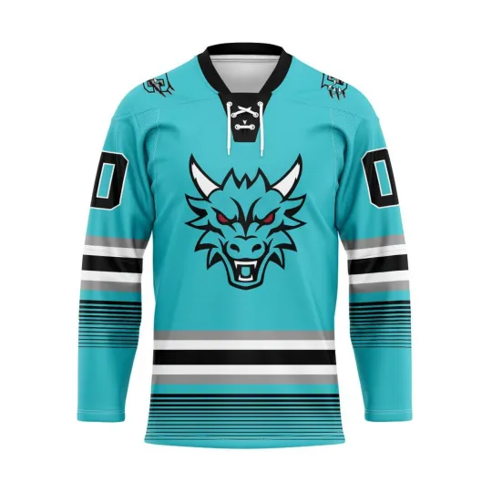 Discover Columbus River Dragons Personalized Teal Lace Hockey Jersey Design