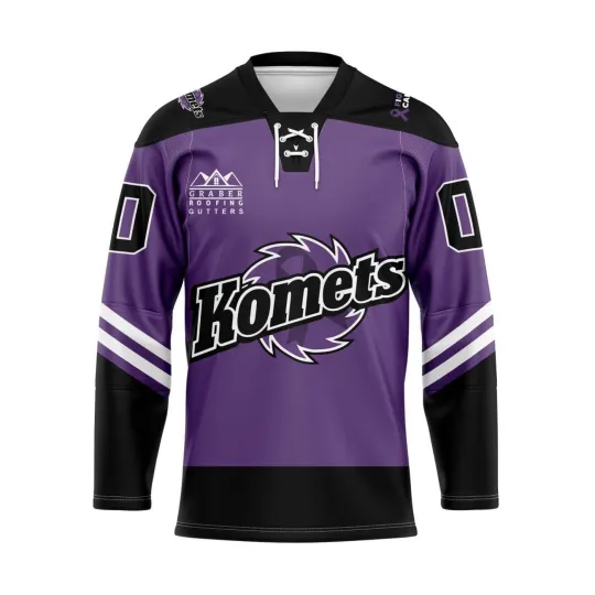 Discover Fort Wayne Komets Personalized 2025/26 Hockey Fights Cancer Lace Hockey Shirt