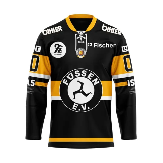 Discover Oberliga EV Füssen Personalized 2025/26 Black Home Lace Hockey Jersey