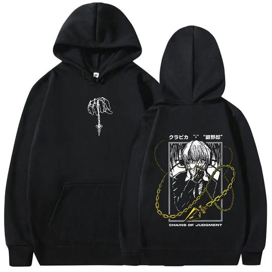 Discover Anime xHunter Hoodies Kurapika Manga Graphic Hooded Sweatshirts Men's Women Clothing Long Sleeves Oversized Pullovers