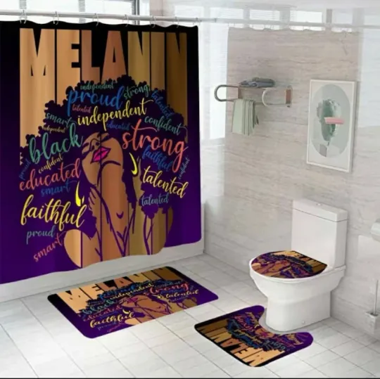 Discover Bright Melanated Queen rich in vibrant colors shower curtain