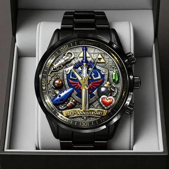 Discover The Legend of Zelda 40th Anniversary Black Stainless Steel Watch