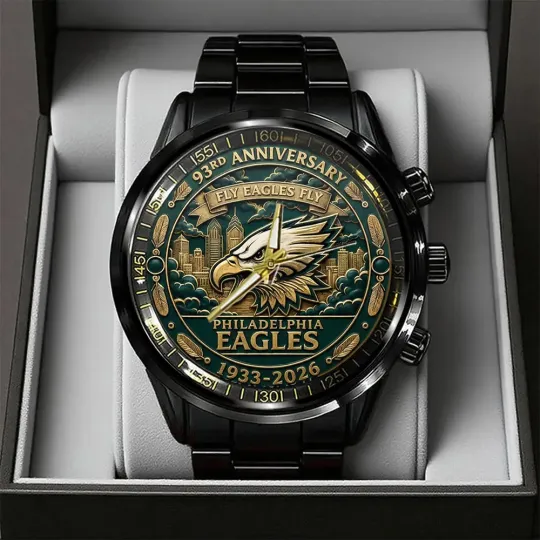 Discover Eagles 93rd Anniversary Black Stainless Steel Watch