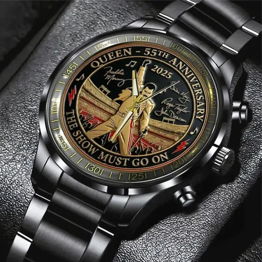 Discover Queen x Freddie Mercury 55th Anniversary Black Stainless Steel Watch