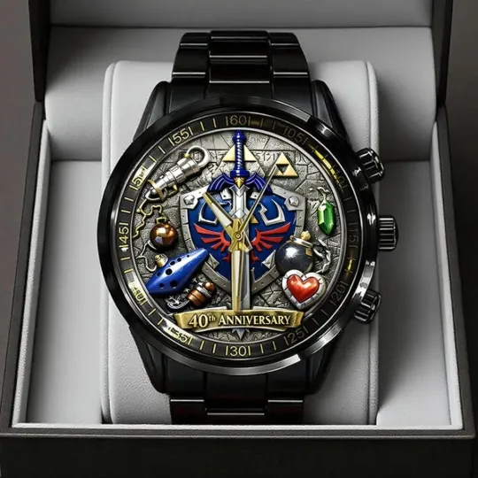 Discover The Legend of Zelda 40th Anniversary Black Stainless Steel Watch