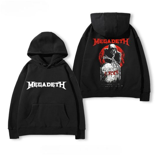 Discover Megadeth Band Print Hoodie Men's and Women's Long Sleeve Sweatshirt Vintage Rock Band Pullover Y2k Tops Men Hoodies Streetwear