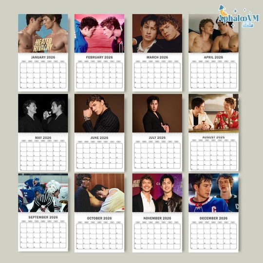 Discover Hudson Williams Connor Storrie 2026 Wall Calendar, Ilya Rozanov and Shane Hollander Calendar, Hockey Romance LGBTQ+ Inspired Monthly Planner