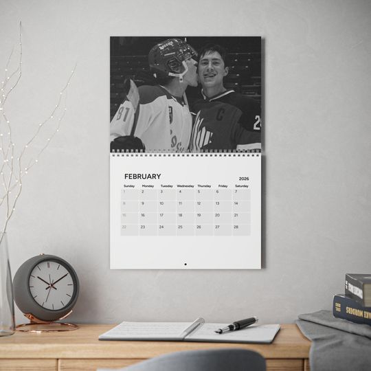 Discover Black and White Hollanov Heated Rivalry Hockey Calendar 2026 | Ilya Rozanov, Shane Hollander | Connor Storrie, Hudson Williams