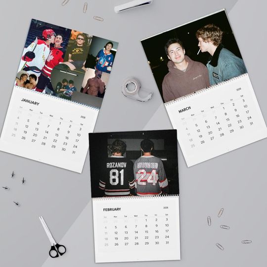 Discover Hudson Williams Connor Storrie 2026 Calendar, Hockey Romance Wall Calendar, Hollander Rozanov Heated Rivalry Fan Gift