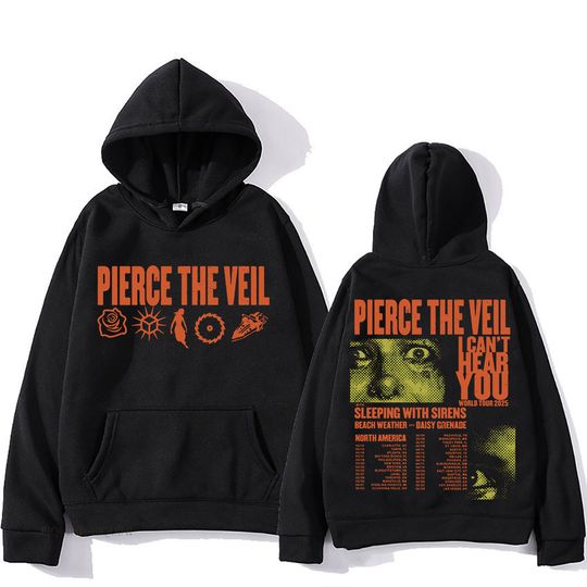 Discover Pierce The Veil Hooded for Autumn/Winter Harajuku Fleece Sweatshirt Long-sleeved Hip Hop Clothes Clothes Women Retro Pullovers