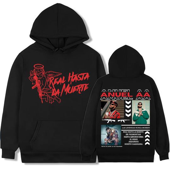Discover Rapper Anuel AA Real Hasta La Muerte New Sweatshirts Men Women Harajuku Gothic Retro Hoodie Casual Cozy Loose Hoodies Streetwear