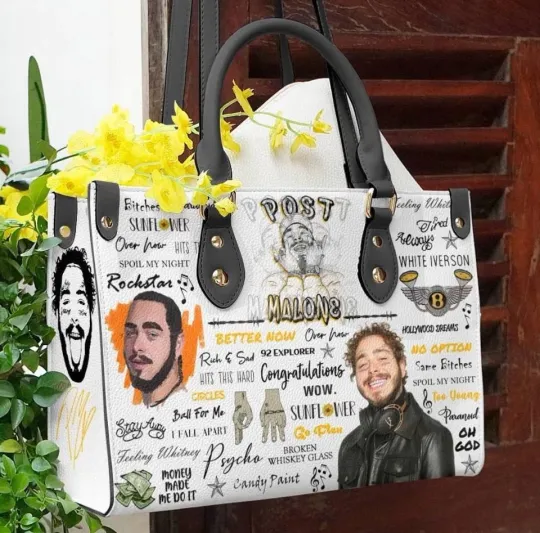 Post Malone Rapper Leather Handbag, Gift for Her Women