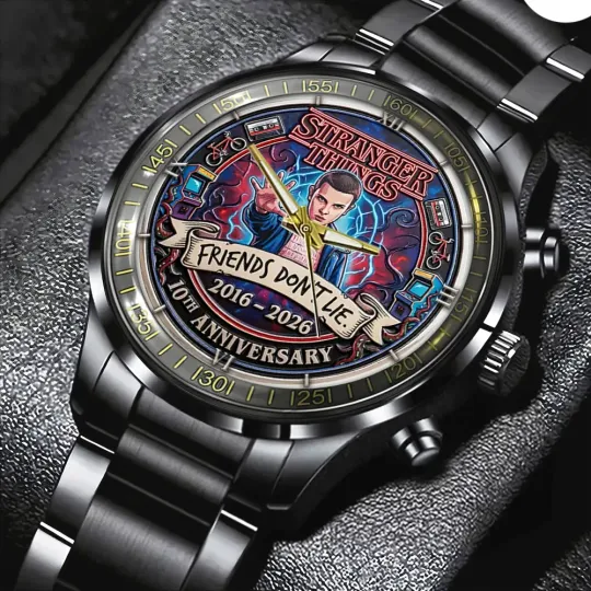 Stranger Things 10th Anniversary Black Stainless Steel Watch