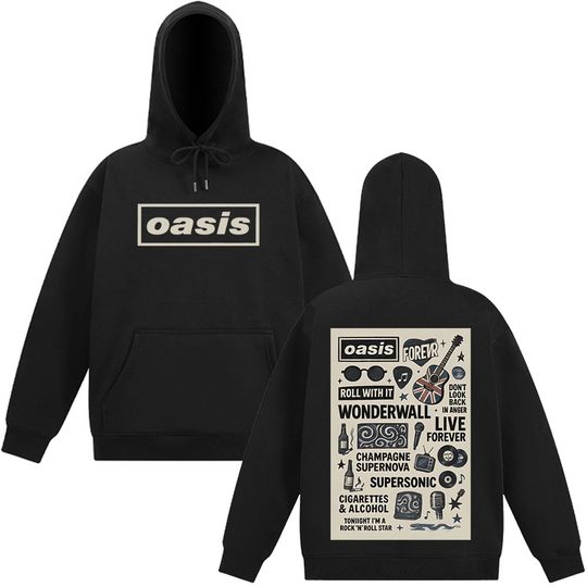 Discover O-Oasis British Rock Band 2025 Graphic hoodie men women Hip-hop Long-sleeved casual Pullover High-quality Fleece Sweatshirts top