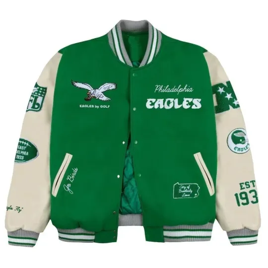 Discover Philadelphia Eaglesss Go Birds Varsity Jacket