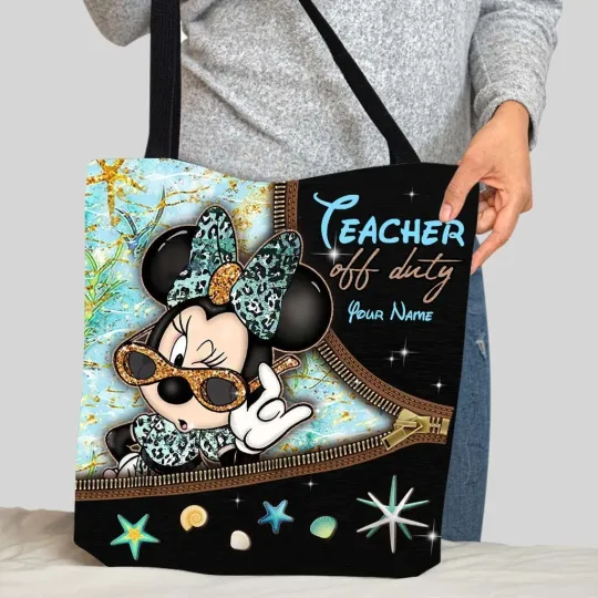 Discover Personalized Minnie Mouse Teacher Off Duty Tote Bag, Mouse Lovers Tote Bag Gift