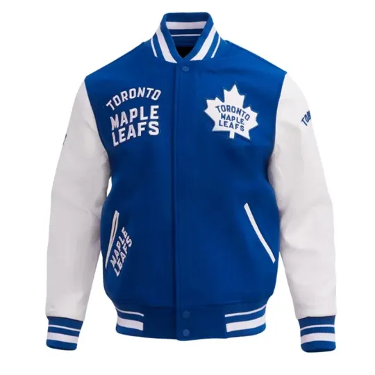 Discover Toronto Maple Leafs Blue Body White Varsity Jacket