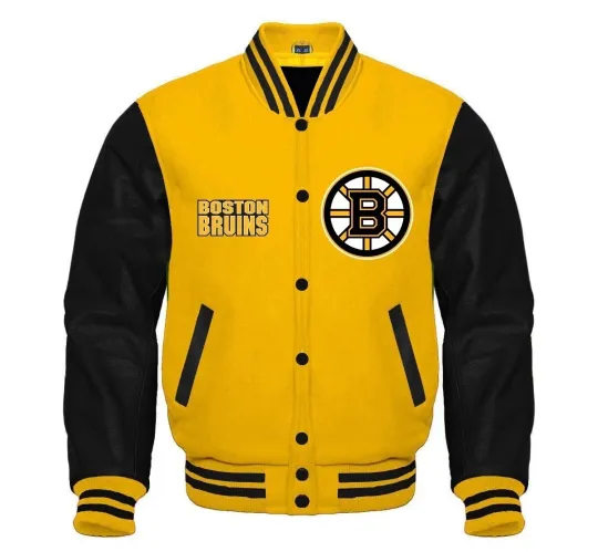 Boston Bruins  Gold Body Black  Varsity Jacket