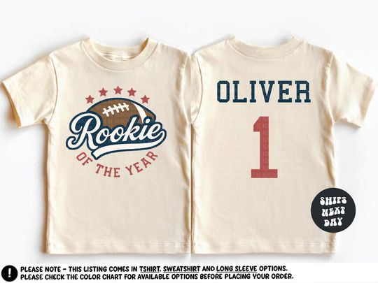 Discover Custom Birthday Shirt FOOTBALL Birthday Rookie Of The Year Shirt Custom Name Football Sports First Birthday Party Outfit 1st Birthday Shirt