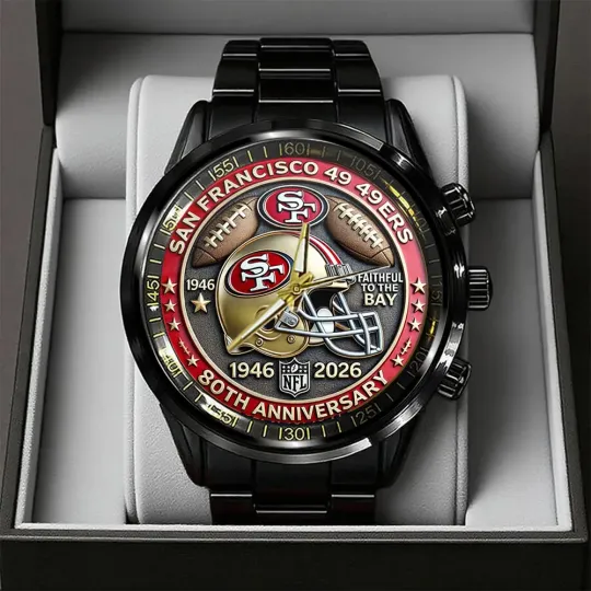 49ers 80th Anniversary 2026 Black Stainless Steel Watch