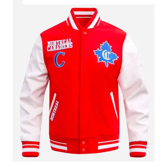 Discover Montreal Canadiens Red Body White Varsity Jacket (Not Satin, Not Leather)
