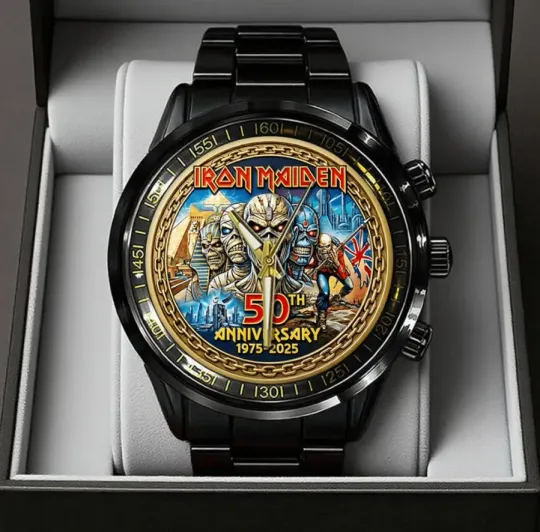 Discover 1Iron Maiden 50Th Anniversary Black Stainless Steel Watch