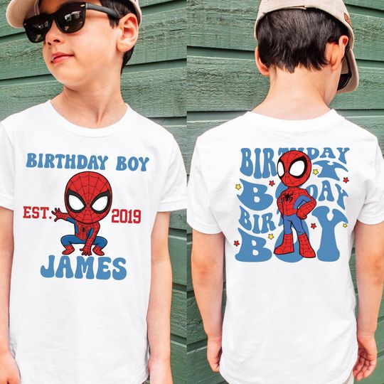 Discover Custom Spider Birthday Boy Shirt Personalized Birthday Shirt Matching Superhero Spidey Birthday Shirt Kids Birthday Sweatshirt Gift For Him