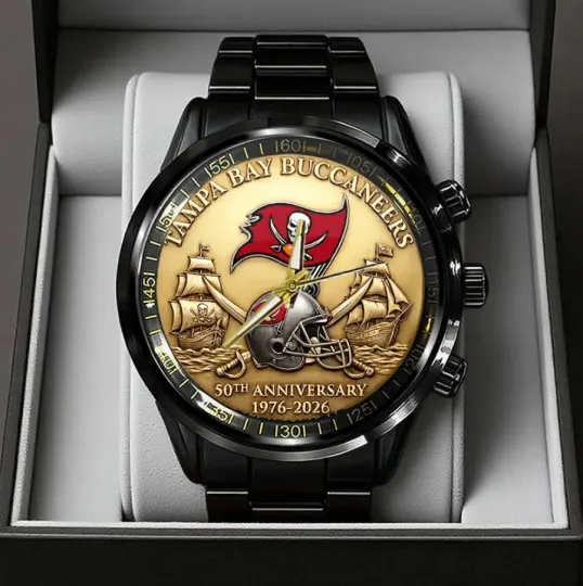 Discover Tampa Bay Buccaneer 50Th Anniversary Black Stainless Steel Watch