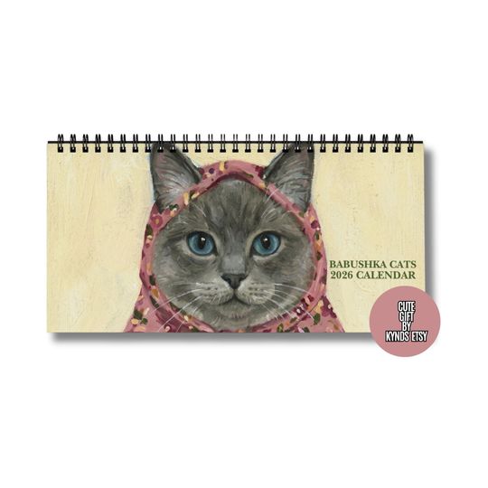 Discover Babushka Cats Desk Calendar 2026 | Cute Cats | Mug | Cat Lover | Paintings | Friend