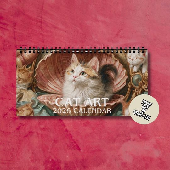 Discover Cat Art Desk Calendar 2026 | Funny GAG Gift | Mug | Cat Lover | Famous Paintings | Friend