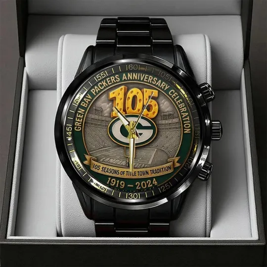 Discover Packers Black Stainless Steel Watch