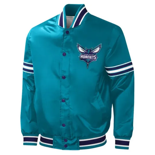 Charlotte Hornets Turquoise Baseball Jacket  (Not Satin, Not Leather)